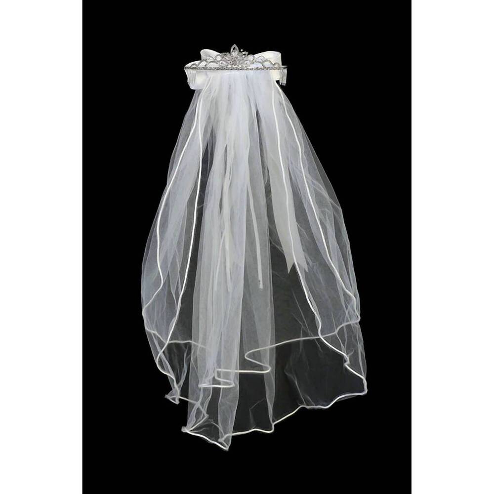 NEW KID'S DREAM girl's veil with daughter of the king cross tiara in white